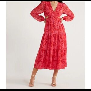 Sofia by Sofia Vergara Floral Long Sleeve Cut Out Maxi Dress